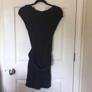 Sweater dress with belt.